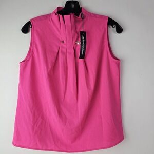 Athena Marie Hot Pink‎ NWT $68 Womens Small Sleeveless Top Pearl Detail